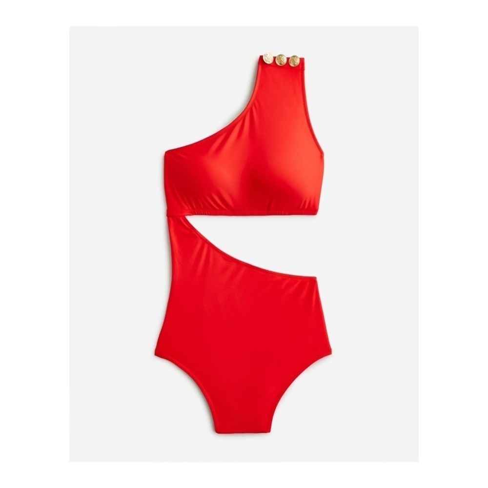J. Crew Cutout one-piece swimsuit with buttons in Bright Cerise NWT